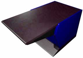 The PROFILE B Console is a bench style console and comes with 13RU (580mm) of useable height below the desk.  Available in 10", 21" and 650mm wide formats.