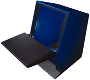 PROFILE D Console has 12RU above the desk and 10RU below and has a flat horizontal top panel.  Available in 10", 21" and 650mm wide formats.